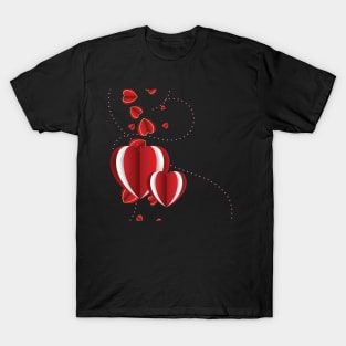 Hearts Dark RED Background T-Shirt